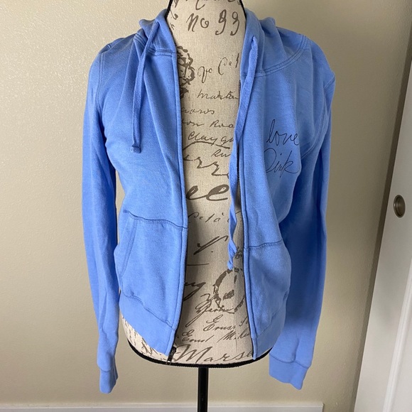 Light Blue VS Pink Zip Up Hoodie Jacket - Picture 2 of 9